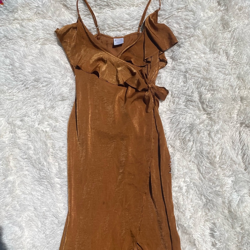Revolve Donna Mizani Rust Maxi Wrap Dress (WORN ONCE)